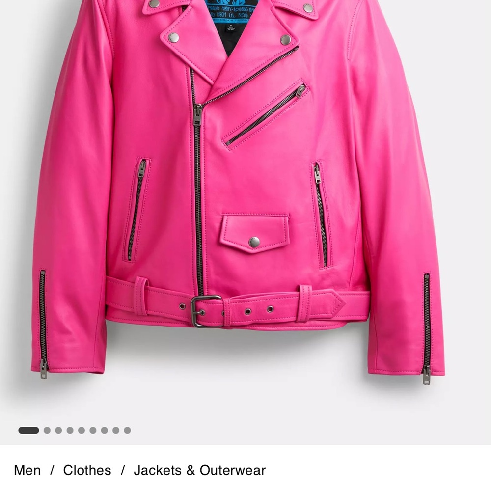 Men's Pink Leather Jacket